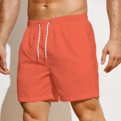 Men's Board Shorts Swim Shorts Swim Trunks Color Block Plain Quick dry Breathable Drawstring Elastic Waist Vacation Beach Hawaiian Casual Dark Red Navy Blue