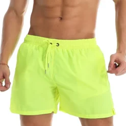 Men's Board Shorts Swim Shorts Swim Trunks Summer Shorts Beach Shorts Drawstring Elastic Waist Plain Quick Dry Short Daily Holiday Hawaiian Boho Black Yellow Micro-elastic