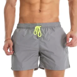 Men's Board Shorts Swim Shorts Swim Trunks Summer Shorts Beach Shorts Drawstring Elastic Waist Plain Quick Dry Short Daily Holiday Hawaiian Boho Black Yellow Micro-elastic