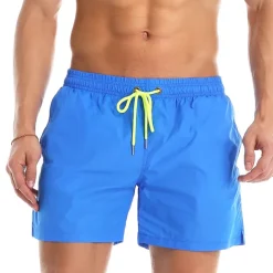 Men's Board Shorts Swim Shorts Swim Trunks Summer Shorts Beach Shorts Drawstring Elastic Waist Plain Quick Dry Short Daily Holiday Hawaiian Boho Black Yellow Micro-elastic