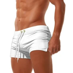Men's Board Shorts Swim Shorts Swim Trunks Swim Briefs Drawstring Elastic Waist Zipper Pocket Solid Color Breathable Quick Dry Short Casual Daily Beach Fashion Classic Style ArmyGreen Black