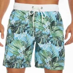 Men's Board Shorts Swim Shorts Swim Trunks Drawstring Elastic Waist Coconut Tree Graphic Prints Comfort Quick Dry Short Holiday Beach Weekend Fashion Casual Black Blue Micro-elastic