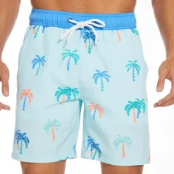 Men's Board Shorts Swim Shorts Swim Trunks Drawstring Elastic Waist Coconut Tree Graphic Prints Comfort Quick Dry Short Holiday Beach Weekend Fashion Casual Black Blue Micro-elastic
