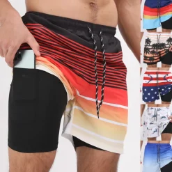 Men's Board Shorts Swim Shorts Swim Trunks Surfing Casual Holiday Beach Quick Dry Drawstring With Compression Liner Gradient Hawaiian Boho Activewear 1 5