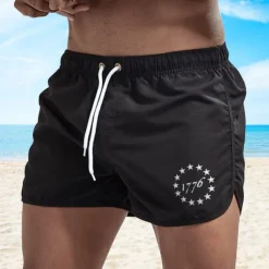 Men's Board Shorts Swim Shorts Swim Trunks Drawstring Elastic Waist Star Comfort Quick Dry Short Holiday Beach Weekend Fashion Casual Black Yellow Micro-elastic