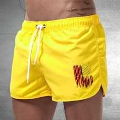 Men's Board Shorts Swim Shorts Swim Trunks Drawstring Elastic Waist National Flag Comfort Quick Dry Short Holiday Beach Weekend Fashion Casual Black Yellow Micro-elastic