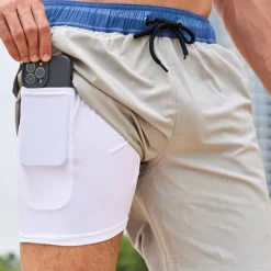 Men's Board Shorts Swim Shorts Swim Trunks Drawstring Elastic Waist With Compression Liner Gradient Plain Comfort Quick Dry Short Holiday Beach Weekend Fashion Casual Lake blue Gradient blue