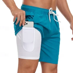 Men's Board Shorts Swim Shorts Swim Trunks Drawstring Elastic Waist With Compression Liner Gradient Plain Comfort Quick Dry Short Holiday Beach Weekend Fashion Casual Lake blue Gradient blue