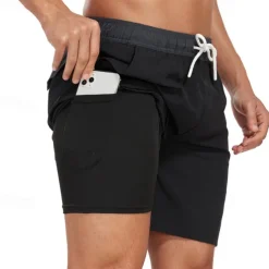 Men's Board Shorts Swim Shorts Swim Trunks Drawstring Elastic Waist With Compression Liner Gradient Plain Comfort Quick Dry Short Holiday Beach Weekend Fashion Casual Lake blue Gradient blue