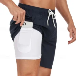 Men's Board Shorts Swim Shorts Swim Trunks Drawstring Elastic Waist With Compression Liner Gradient Plain Comfort Quick Dry Short Holiday Beach Weekend Fashion Casual Lake blue Gradient blue