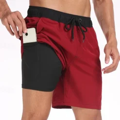 Men's Board Shorts Swim Shorts Swim Trunks Drawstring Elastic Waist With Compression Liner Gradient Plain Comfort Quick Dry Short Holiday Beach Weekend Fashion Casual Lake blue Gradient blue