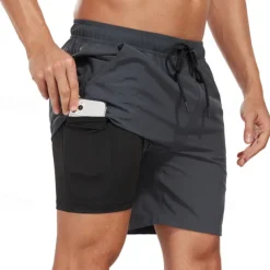 Men's Board Shorts Swim Shorts Swim Trunks Drawstring Elastic Waist With Compression Liner Gradient Plain Comfort Quick Dry Short Holiday Beach Weekend Fashion Casual Lake blue Gradient blue