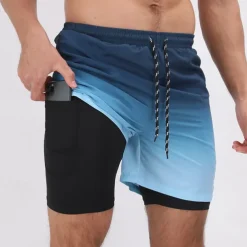 Men's Board Shorts Swim Shorts Swim Trunks Daily Beach Breathable Quick Dry Drawstring Drawstring Elastic Waist Liner Color Block Short Sport Casual Activewear Black Blue Micro-elastic