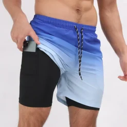 Men's Board Shorts Swim Shorts Swim Trunks Daily Beach Breathable Quick Dry Drawstring Drawstring Elastic Waist Liner Color Block Short Sport Casual Activewear Black Blue Micro-elastic