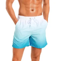Men's Board Shorts Swim Shorts Swim Trunks Drawstring with Mesh lining Elastic Waist Gradient Quick Dry Short Casual Daily Holiday Hawaiian Boho Black Pink Micro-elastic
