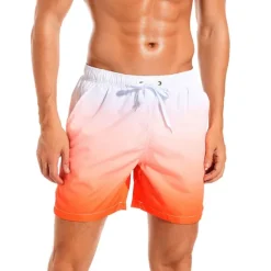 Men's Board Shorts Swim Shorts Swim Trunks Drawstring with Mesh lining Elastic Waist Gradient Quick Dry Short Casual Daily Holiday Hawaiian Boho Black Pink Micro-elastic
