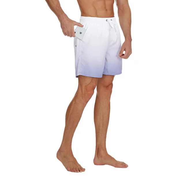 Men's Board Shorts Swim Shorts Swim Trunks Drawstring with Mesh lining Elastic Waist Gradient Quick Dry Short Casual Daily Holiday Hawaiian Boho Black Pink Micro-elastic
