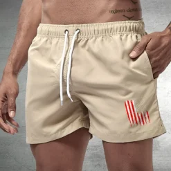 Men's Board Shorts Swim Shorts Swim Trunks Drawstring with Mesh lining Elastic Waist National Flag Comfort Quick Dry Short Holiday Beach Weekend Fashion Casual Black White Micro-elastic