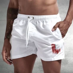 Men's Board Shorts Swim Shorts Swim Trunks Drawstring with Mesh lining Elastic Waist National Flag Comfort Quick Dry Short Holiday Beach Weekend Fashion Casual Black White Micro-elastic