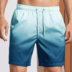 Men's Board Shorts Swim Shorts Swim Trunks Summer Shorts Drawstring with Mesh lining Elastic Waist Gradient Graphic Prints Quick Dry Short Holiday Beach Hawaiian Boho Black-White Yellow Micro-elastic