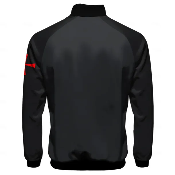 Men's Bomber Jacket Coat Breathable Comfortable Dailywear Zipper Side Pockets 3D Print Spring Fall Winter Standing Collar Long Sleeve Black