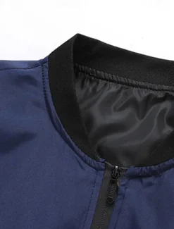 Men's Bomber Jacket Transition Jacket Going out Pocket All Seasons Plain Casual Standing Collar Regular Black Blue Army Green Gray Jacket