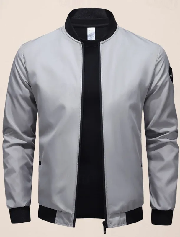 Men's Bomber Jacket Transition Jacket Going out Pocket All Seasons Plain Casual Standing Collar Regular Black Blue Army Green Gray Jacket