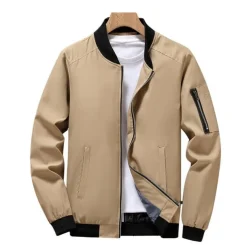 Men's Bomber Jacket Varsity Jacket Outdoor Sport Warm Pocket Fall Winter Plain Fashion Streetwear Stand Collar Short Black Blue Red & White Green Khaki Jacket