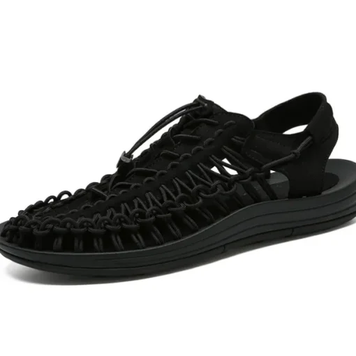 Men's Braided Rope Sports Sandals – Breathable Outdoor Water Shoes with Adjustable Drawstring for Hiking and Beach Activities