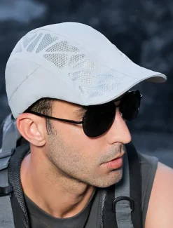 Men's breathable beret with mesh panel, Adjustable for outdoor activities and running