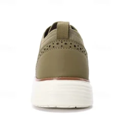 Men's Breathable Knit Brogue Sneakers - Casual Lace-Up Lightweight Shoes for Daily Wear & Walking