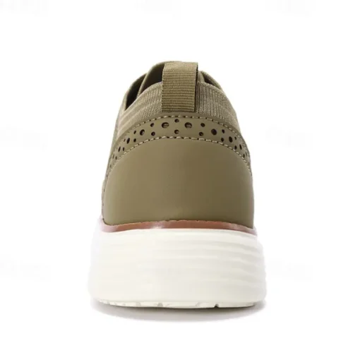 Men's Breathable Knit Brogue Sneakers - Casual Lace-Up Lightweight Shoes for Daily Wear & Walking