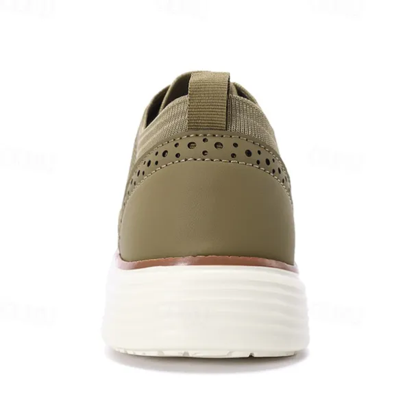 Men's Breathable Knit Brogue Sneakers - Casual Lace-Up Lightweight Shoes for Daily Wear & Walking