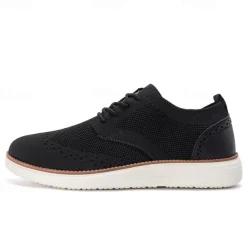 Men's Breathable Knit Brogue Sneakers - Casual Lace-Up Lightweight Shoes for Daily Wear & Walking