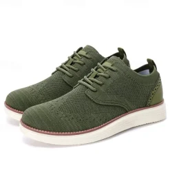 Men's Breathable Knit Brogue Sneakers - Casual Lace-Up Lightweight Shoes for Daily Wear & Walking