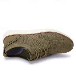 Men's Breathable Knit Brogue Sneakers - Casual Lace-Up Lightweight Shoes for Daily Wear & Walking