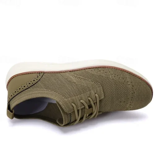 Men's Breathable Knit Brogue Sneakers - Casual Lace-Up Lightweight Shoes for Daily Wear & Walking