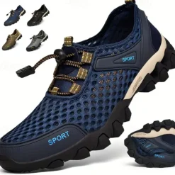Men's Breathable Mesh Trail Running Shoes – Lightweight Non-Slip Outdoor Athletic Sneakers for Hiking, Walking & Water Sports