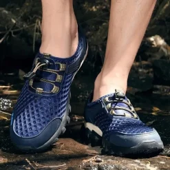 Men's Breathable Mesh Trail Running Shoes – Lightweight Non-Slip Outdoor Athletic Sneakers for Hiking, Walking & Water Sports