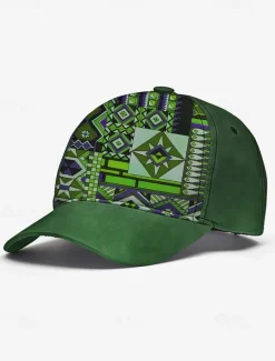 Men's Brown Baseball Cap with Colorful Tribal Print – Adjustable Casual Hat for Outdoor Activities and Festivals