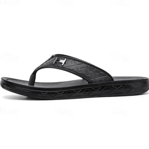 Men's Brown Casual Flip Flops with Textured Footbed and Adjustable Strap – Comfortable Outdoor Sandals for Summer and Beach Wear
