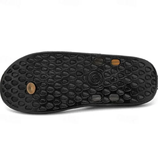 Men's Brown Casual Flip Flops with Textured Footbed and Adjustable Strap – Comfortable Outdoor Sandals for Summer and Beach Wear