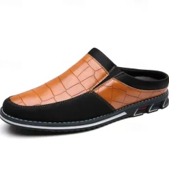 Men's Brown Croc-Embossed Leather Loafers – Stylish and Comfortable Slip-On Shoes for Casual and Formal Wear