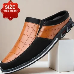 Men's Brown Croc-Embossed Leather Loafers – Stylish and Comfortable Slip-On Shoes for Casual and Formal Wear