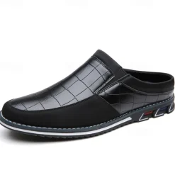Men's Brown Croc-Embossed Leather Loafers – Stylish and Comfortable Slip-On Shoes for Casual and Formal Wear