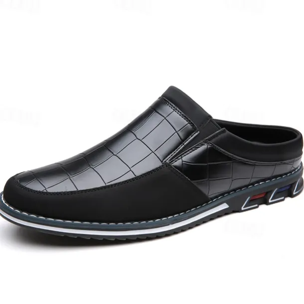 Men's Brown Croc-Embossed Leather Loafers – Stylish and Comfortable Slip-On Shoes for Casual and Formal Wear
