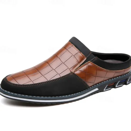 Men's Brown Croc-Embossed Leather Loafers – Stylish and Comfortable Slip-On Shoes for Casual and Formal Wear