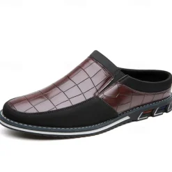 Men's Brown Croc-Embossed Leather Loafers – Stylish and Comfortable Slip-On Shoes for Casual and Formal Wear