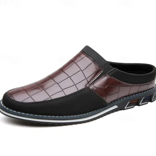 Men's Brown Croc-Embossed Leather Loafers – Stylish and Comfortable Slip-On Shoes for Casual and Formal Wear