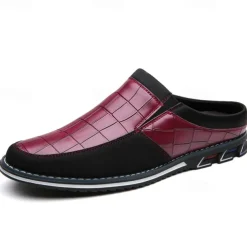 Men's Brown Croc-Embossed Leather Loafers – Stylish and Comfortable Slip-On Shoes for Casual and Formal Wear